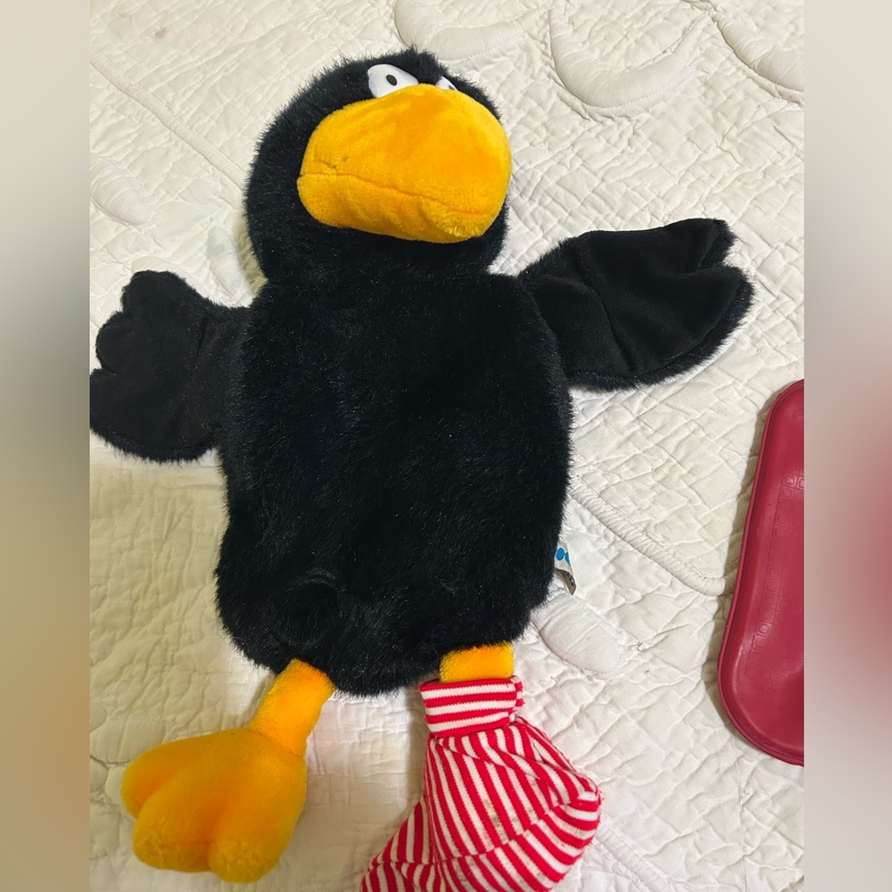 Hot water bottle in Black Plush Crow .Plush & cute. Made in Germany. Never used.
